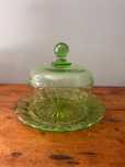 Vintage Queijeira muito antiga vidro verde 1900