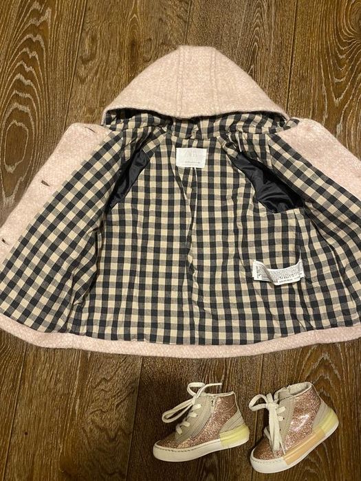 Тепле стильне пальто дівчинці фірми zara із шерстю альпака