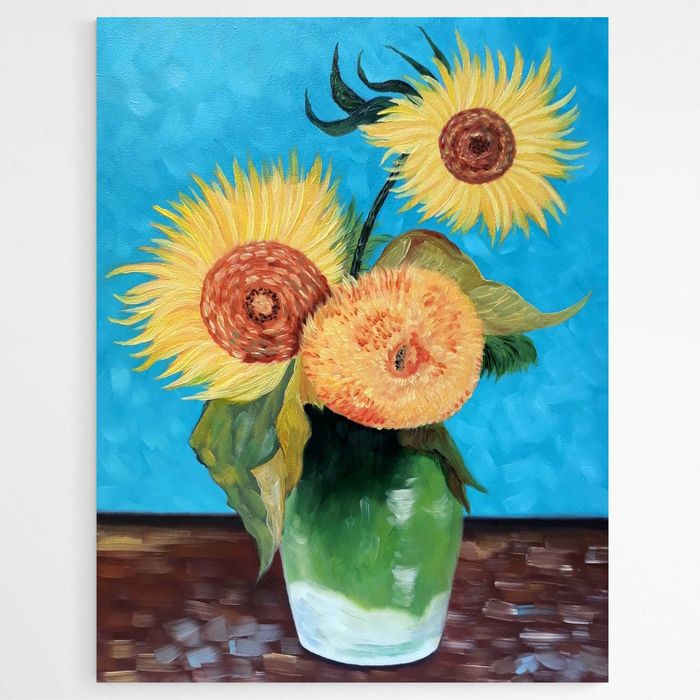 Ręcznie malowany obraz olejny 30x40 reprodukcja Van Gogh Słoneczniki