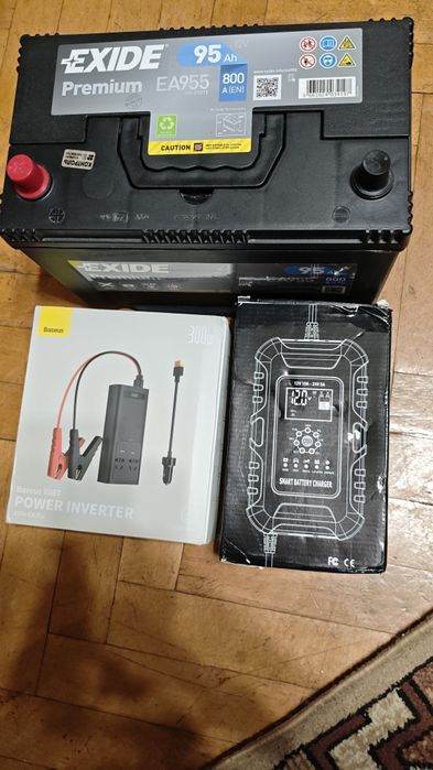 Акумулятор EXIDE PREMIUM 95A (EA955) + новий інвертор + смарт-зарядка