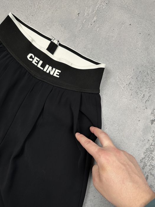 Luksusowe Spodnie Celine Z Szeroką Gumą z Logo