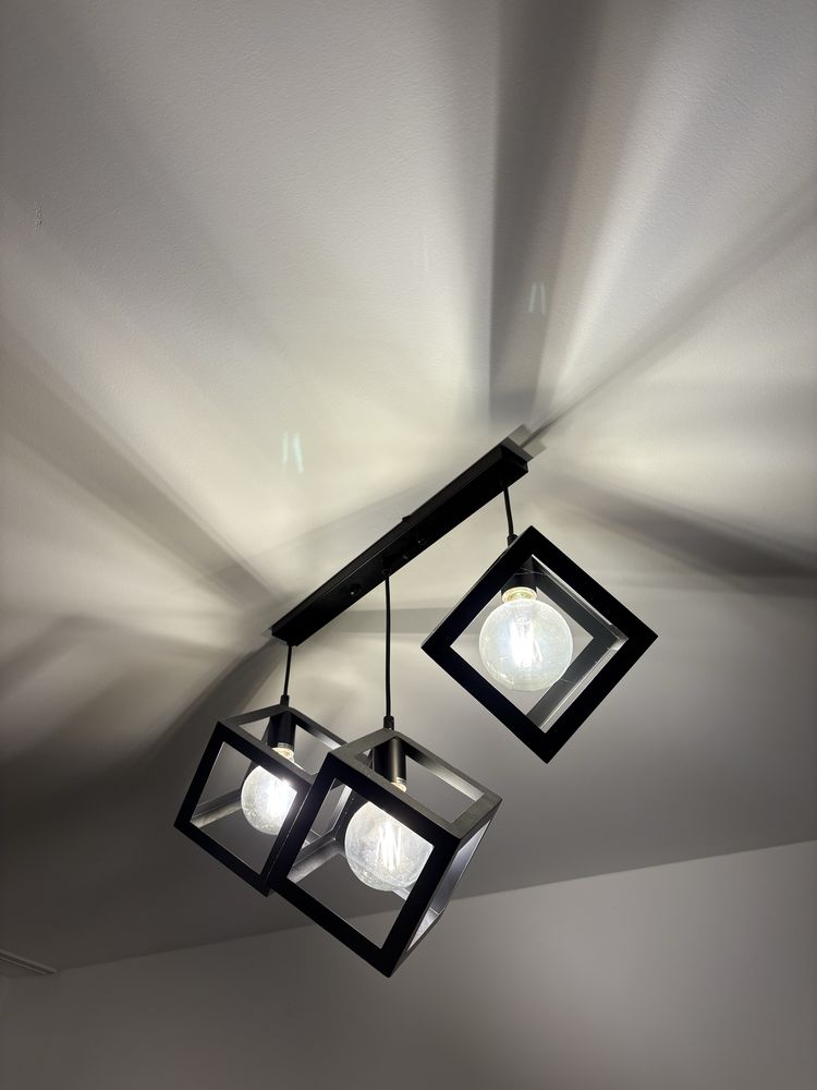 Lampa wisząca sufitowa czarny loft 3 punktowa