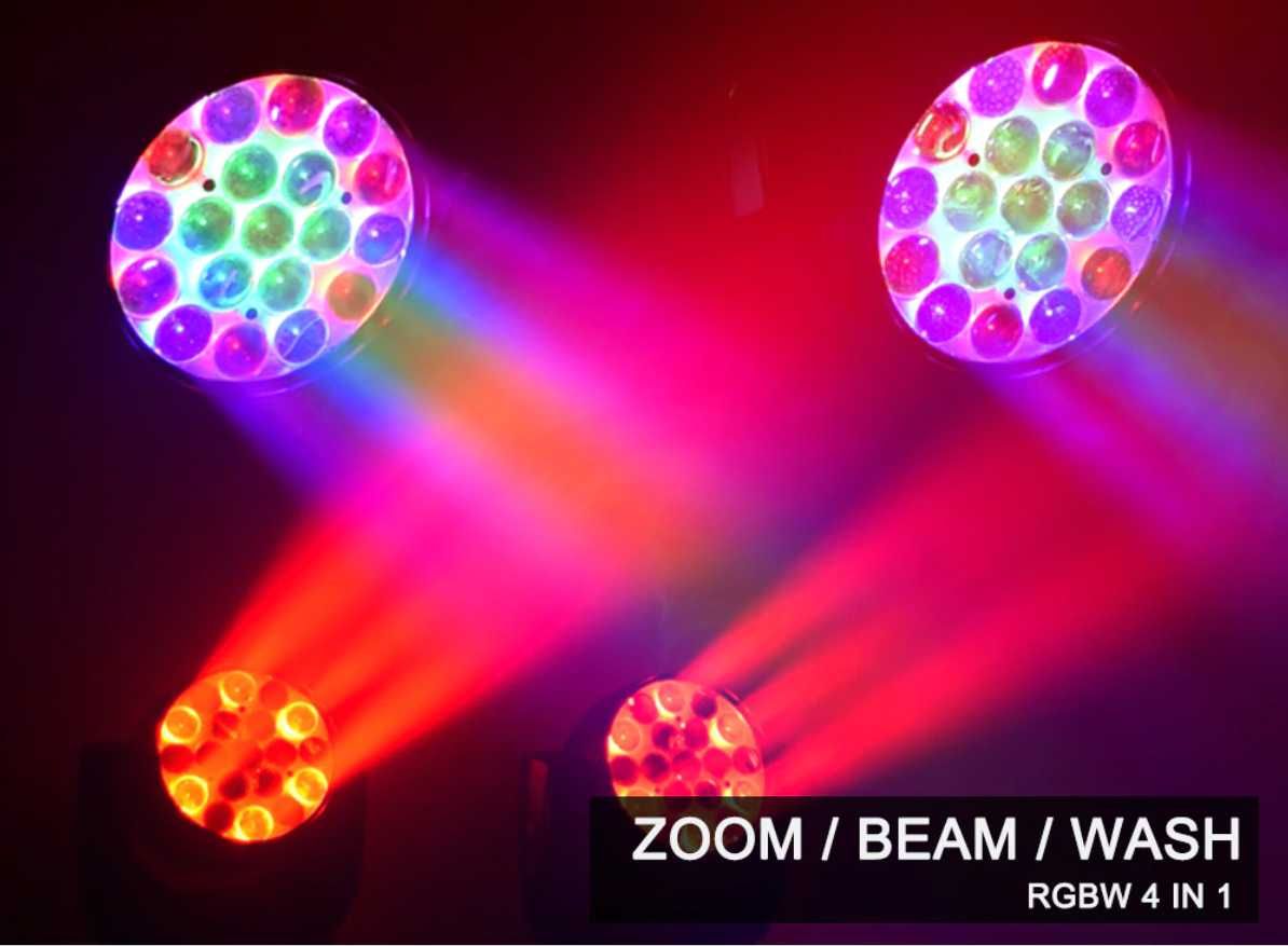 Głowa Ruchoma Oświetlenie LED WASH 19x15W Zoom RINGI bee eye