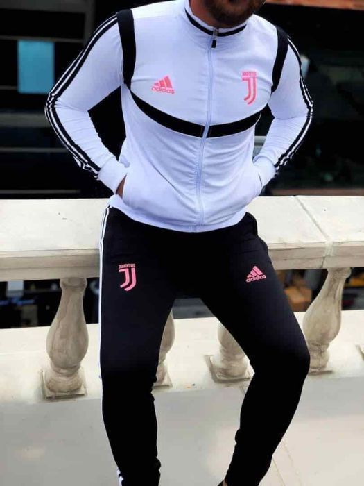 СКИДКА!Adidas Juventus спортивный костюм мужской белый футбольный клуб