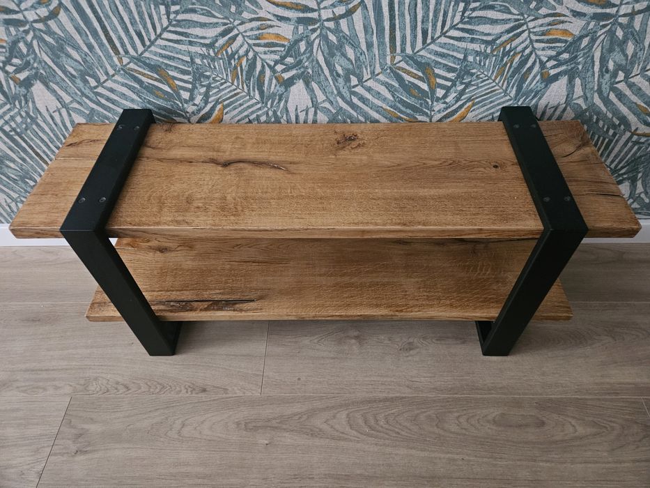 Stolik RTV loft drewno dąb czarny mat