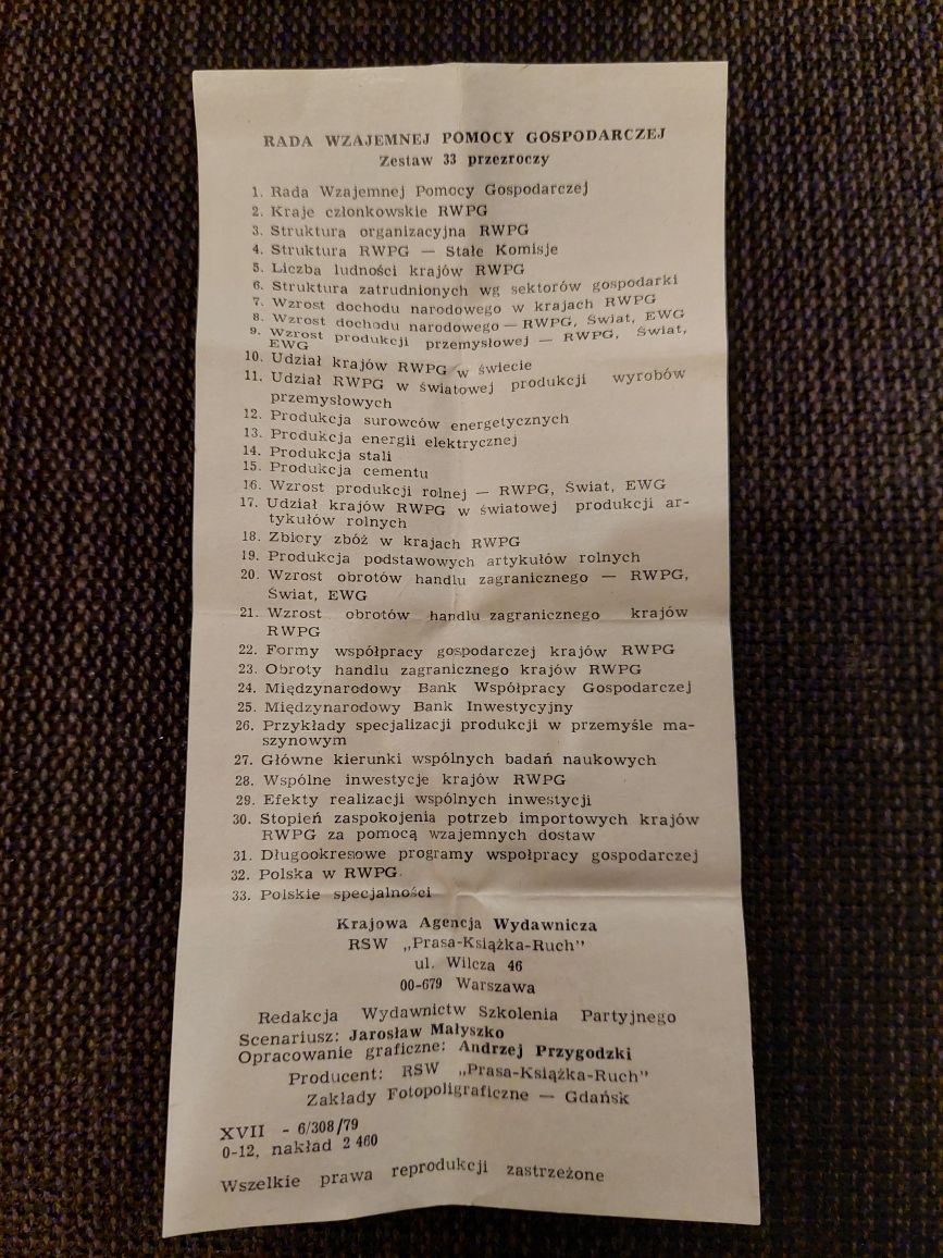 Slajdy / przezrocza PRL / Rada Wzajemnej  Pomocy Gospodarczej