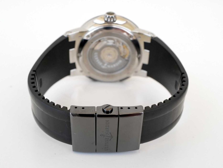 Ulysse Nardin Executive Dual Time Black Rubber Strap Silver Dial 43mm