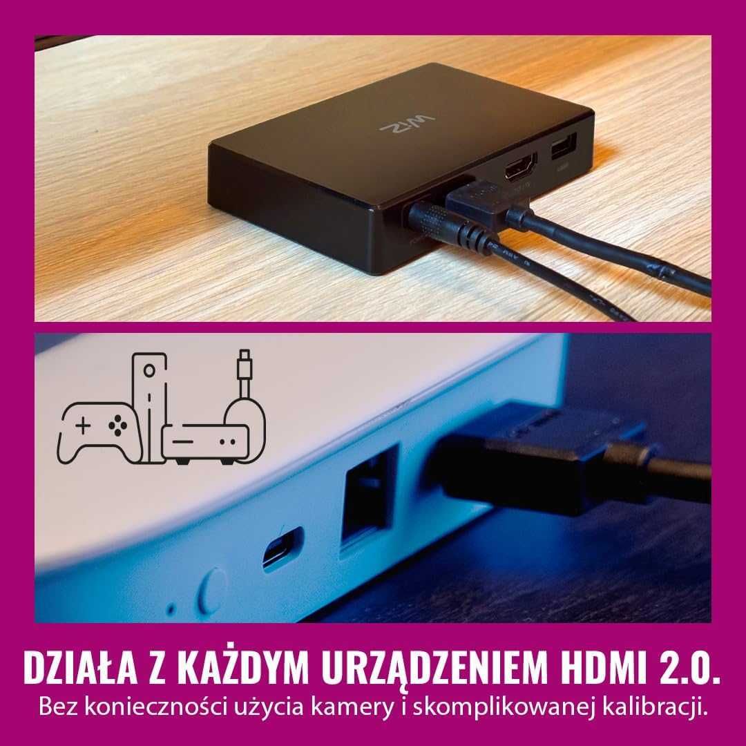WiZ HDMI Sync Box Taśma LED RGBIC 4K 60Hz do TV 75–85" Google Alexa