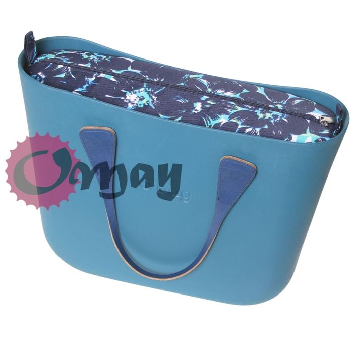 Granatowy organizer OBAG MINI kwiaty turkus wkład 2 kieszenie OMAY