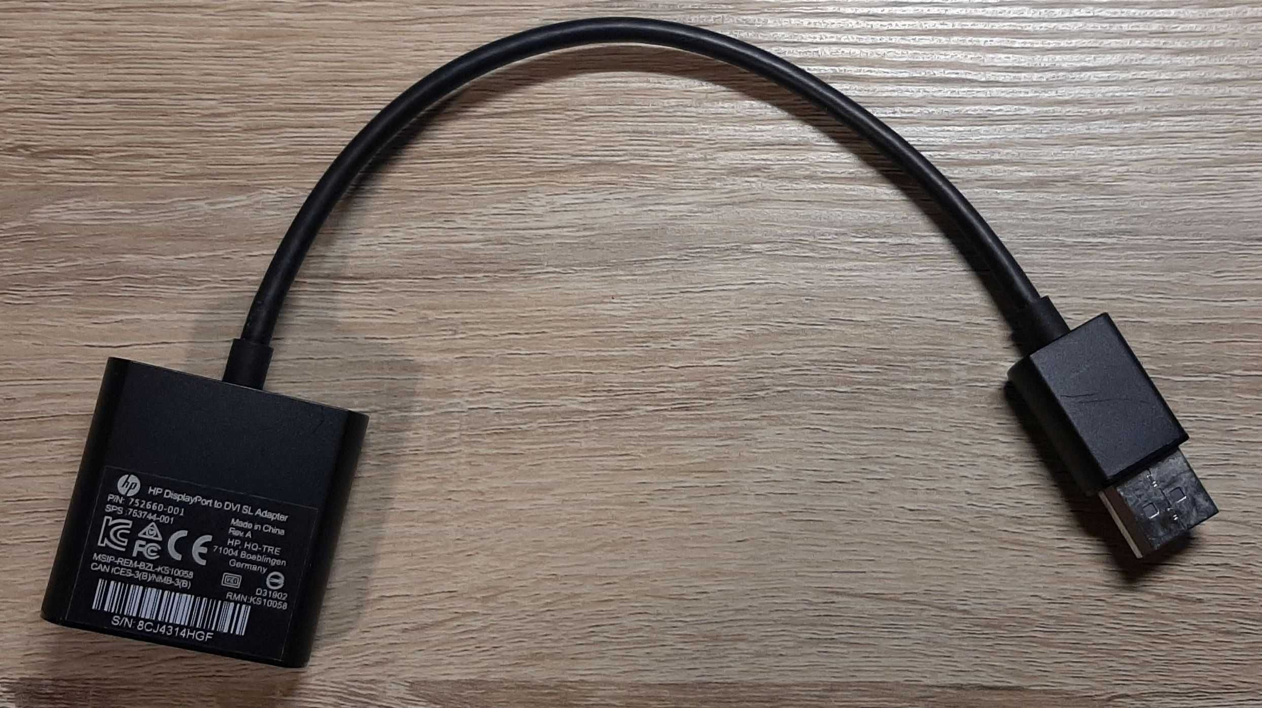 Przejściówka oryginalna HP -  DisplayPort  na DVI SL adapter