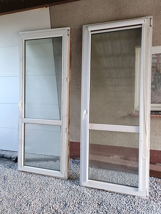 Drzwi tarasowe balkonowe ościeżnica komplet dwie sztuki
