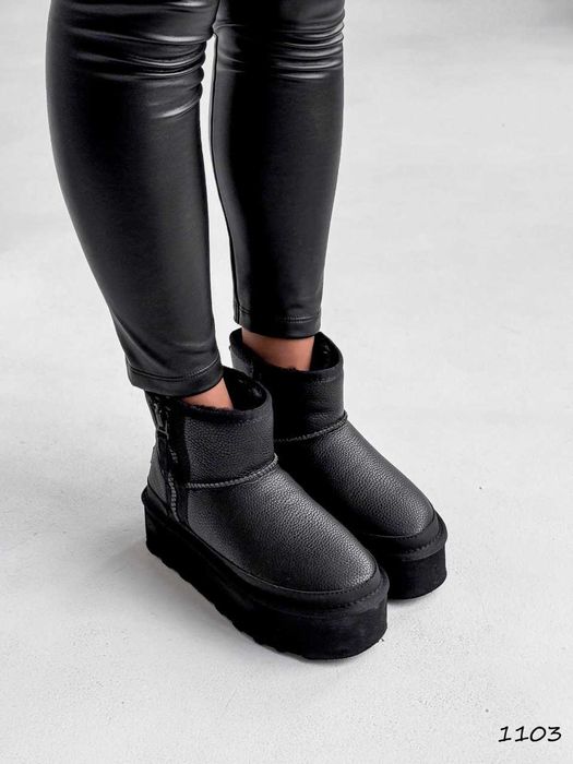 Угги зимові жіночі чорні на змійці, шкіряні (36–41) — угі, угги, UGG