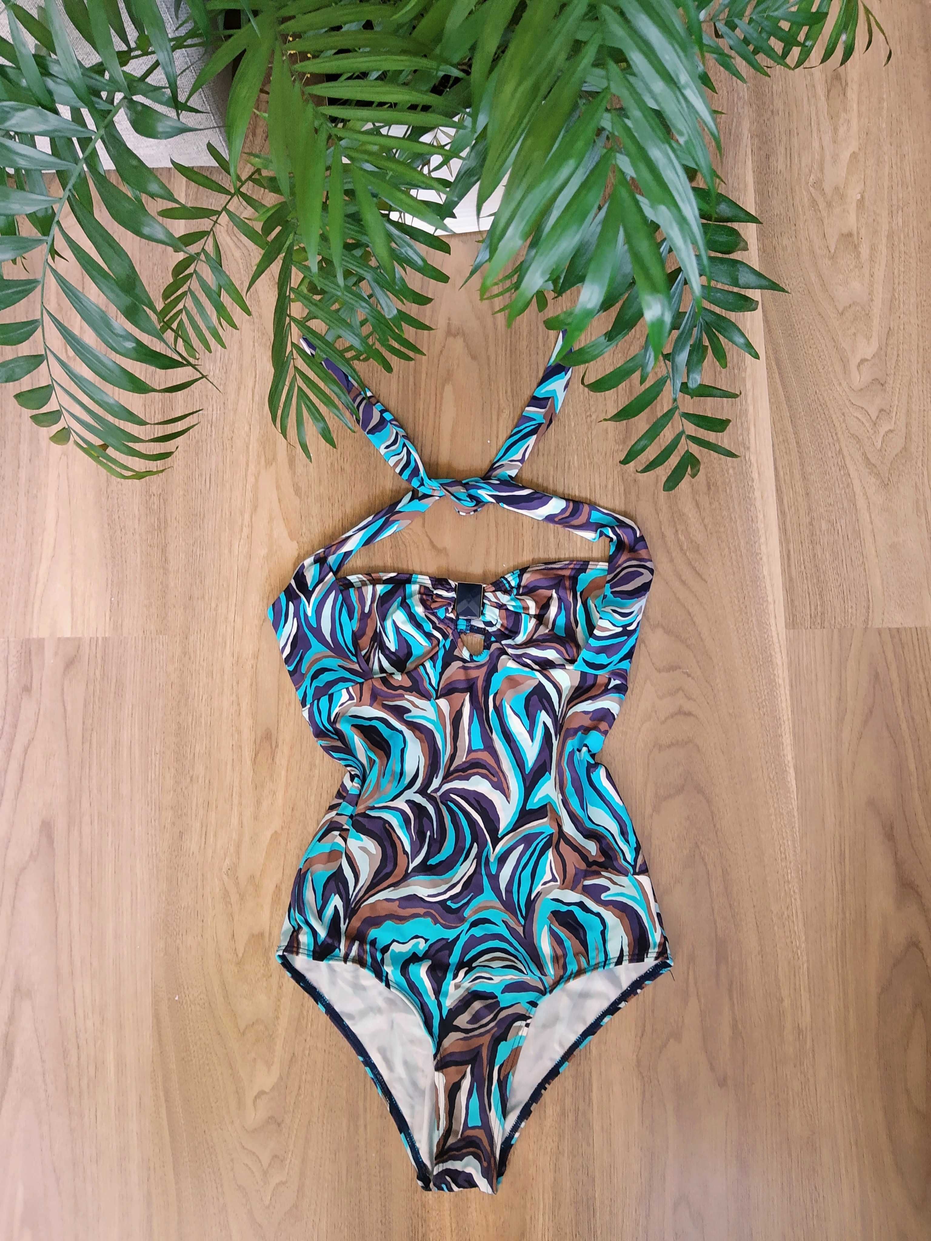 Kostium kąpielowy jednoczęściowy do pływania wzorzysty strój kąpielowy