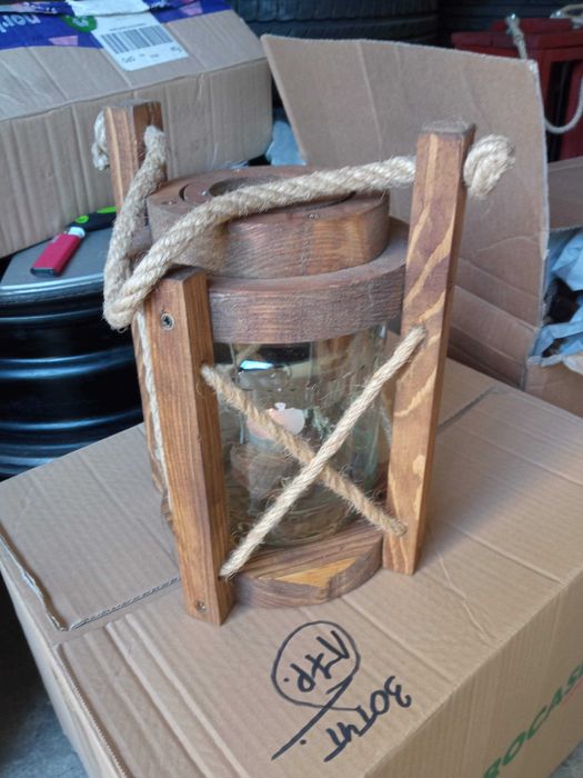 Lampa drewniana handmade duża