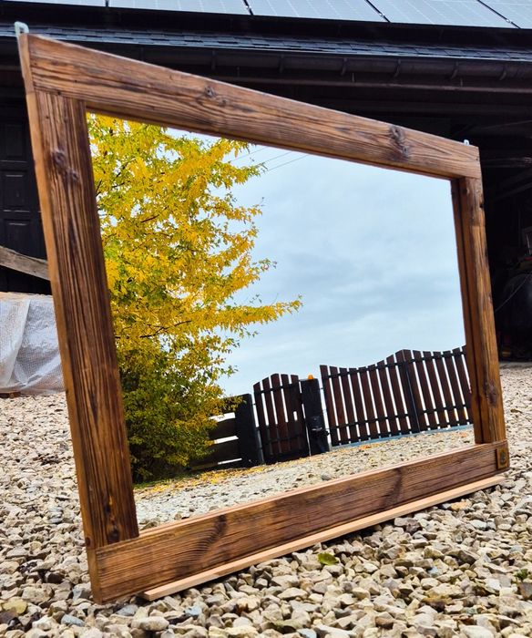 Lustro, stare drewno, loft, boho, rustykalne, vintage,  retro