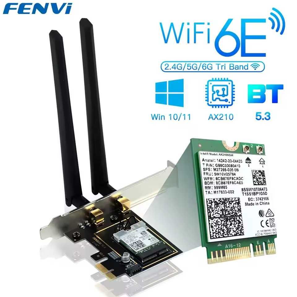 Wi-Fi 6E Intel AX210 NGFF Bluetooth 5.3 m.2 pcie адаптер wifi модуль