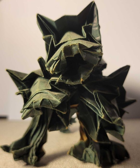 Decoração em Papel - Origami - Cerebrus, o Guardião de 3 Cabeças