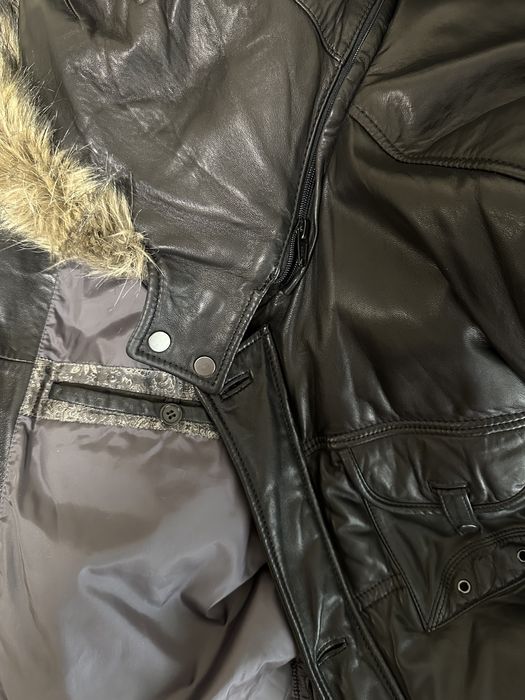 Кожаный пуховик
