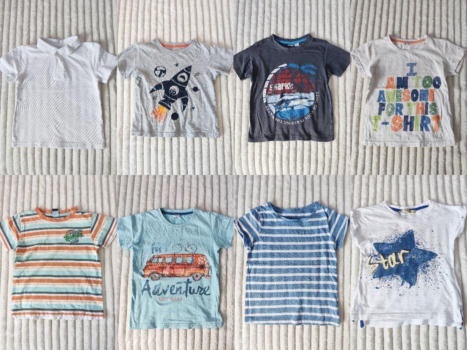 104 H&M Bluzka Bluza khaki biała długi rękaw Bluzeczka chłopięca Koszu