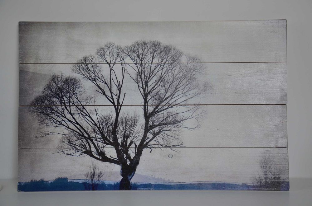 obraz dekoracja drzewo na sosnowych deskach 38x60 Really Nice Things