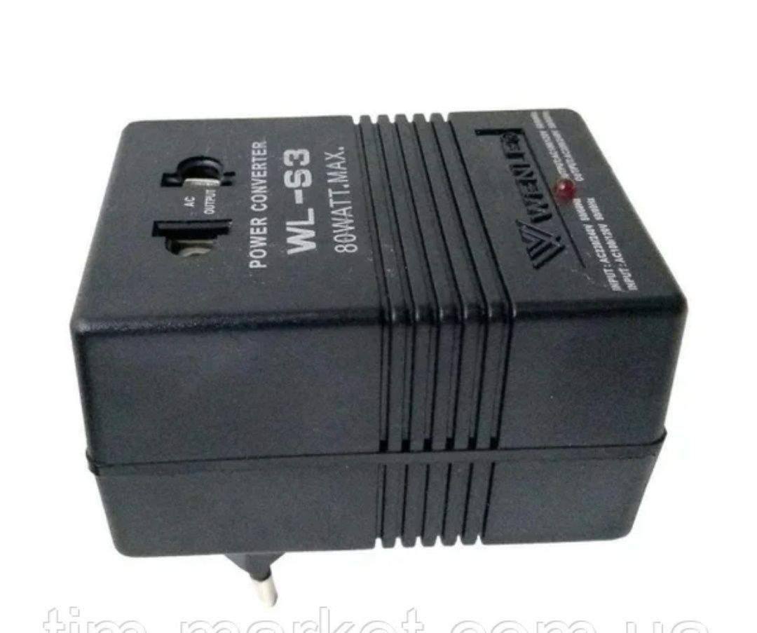 Адаптер блок питания переходник WL-S3 с 220В  110В,  110V на 220V 80W