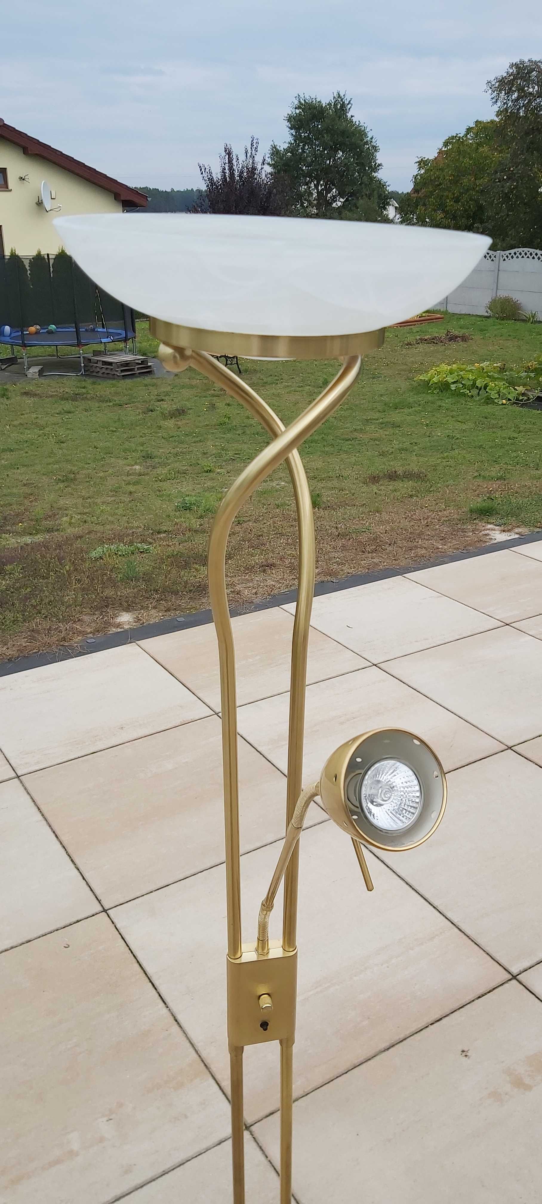 Złota lampa stojąca 1,80m max 230W, moc regulowana