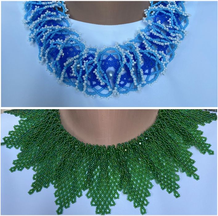 Ажурне кольє ніжна блакить та кольє Ялинка