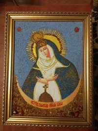 Икона Божией Матери Остробрамская ручная работа янтарь