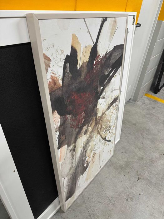 Quadro Interdesign 70x140cm Moldura Madeira Lacada Bege