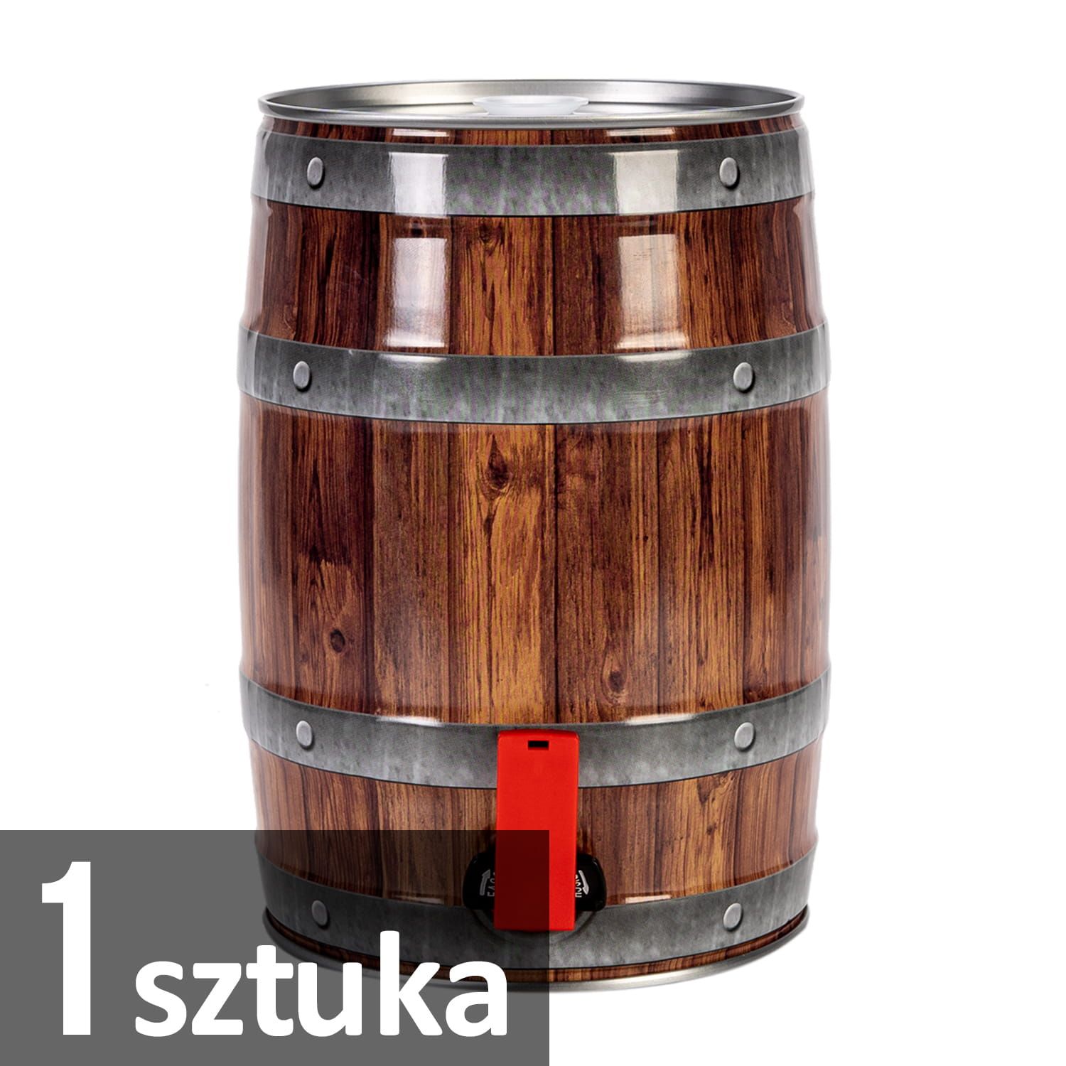 Beczka beczułka - na piwo domowe - mini keg 5l z kranikiem wzór drewno