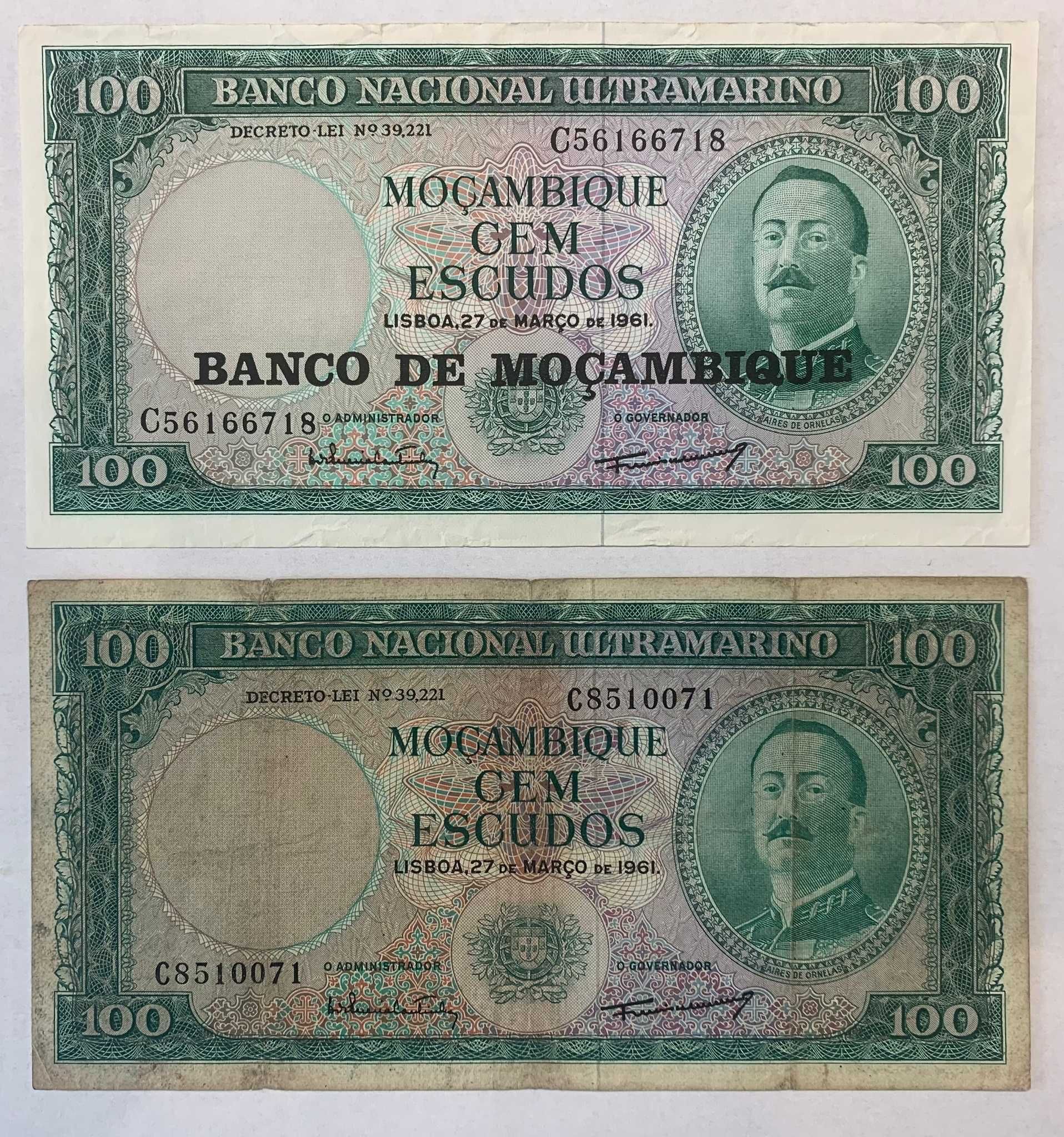 Nota Portugal Moçambique 100 Escudos BNU 1961