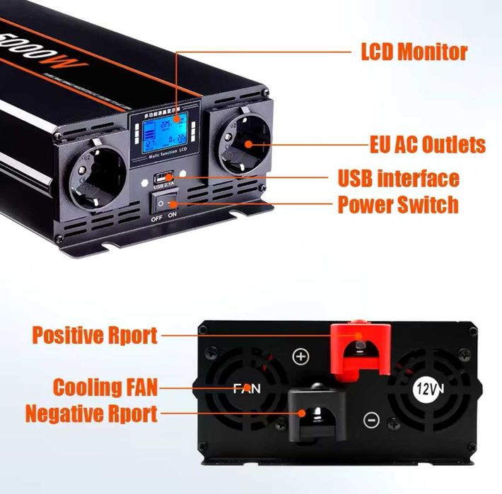 Inversor ONDA PURA 5000W 24v-220v - com comando NOVO