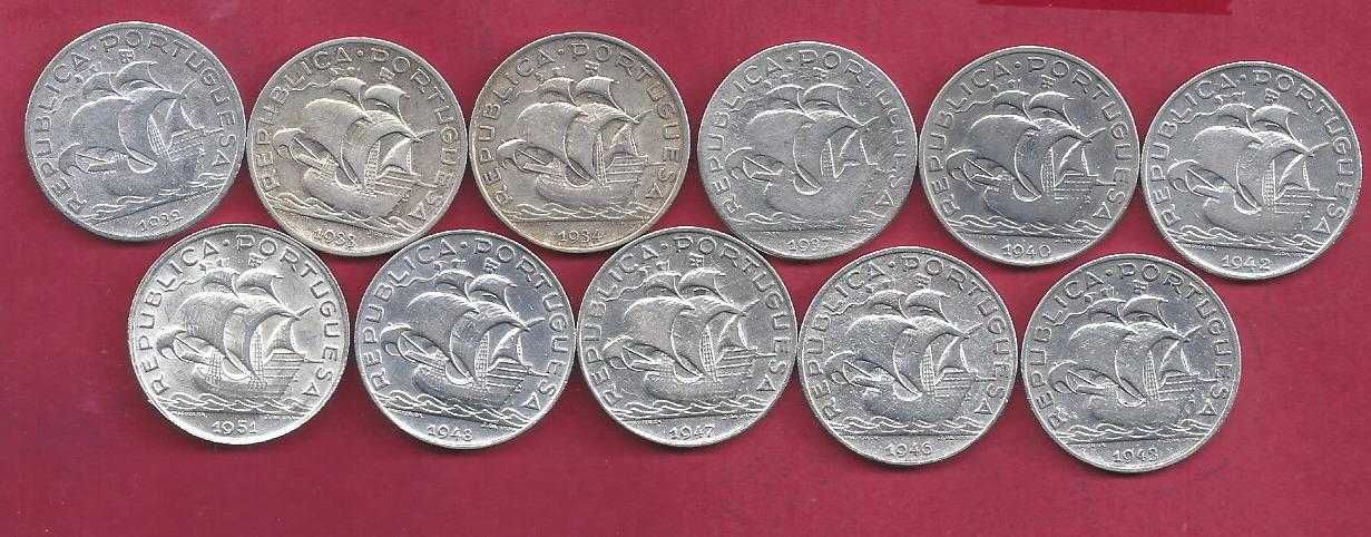 COLEÇÃO Completa 5 Escudos de Prata 11 Moedas 1932 a  1951