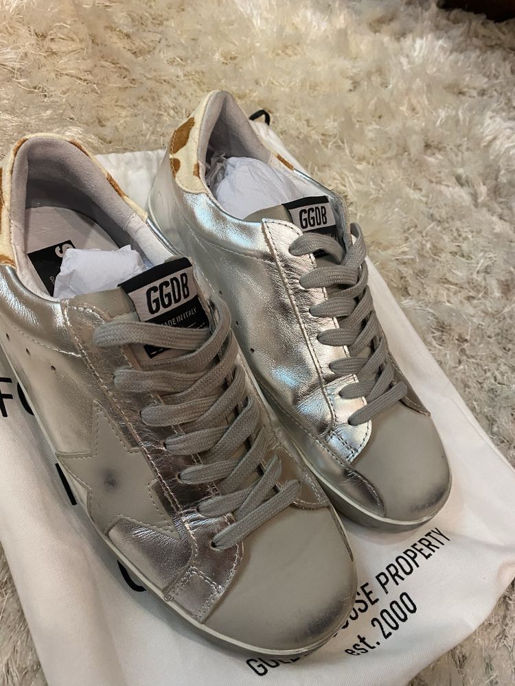 Golden Goose Prateados Com Padrao Tigresa
