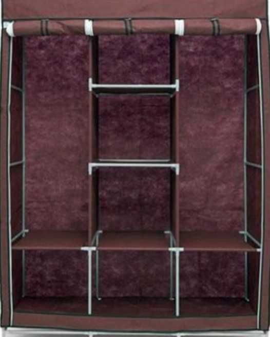 Удобный тканевый шкаф для одежды разборной коричневый розбірна шафа