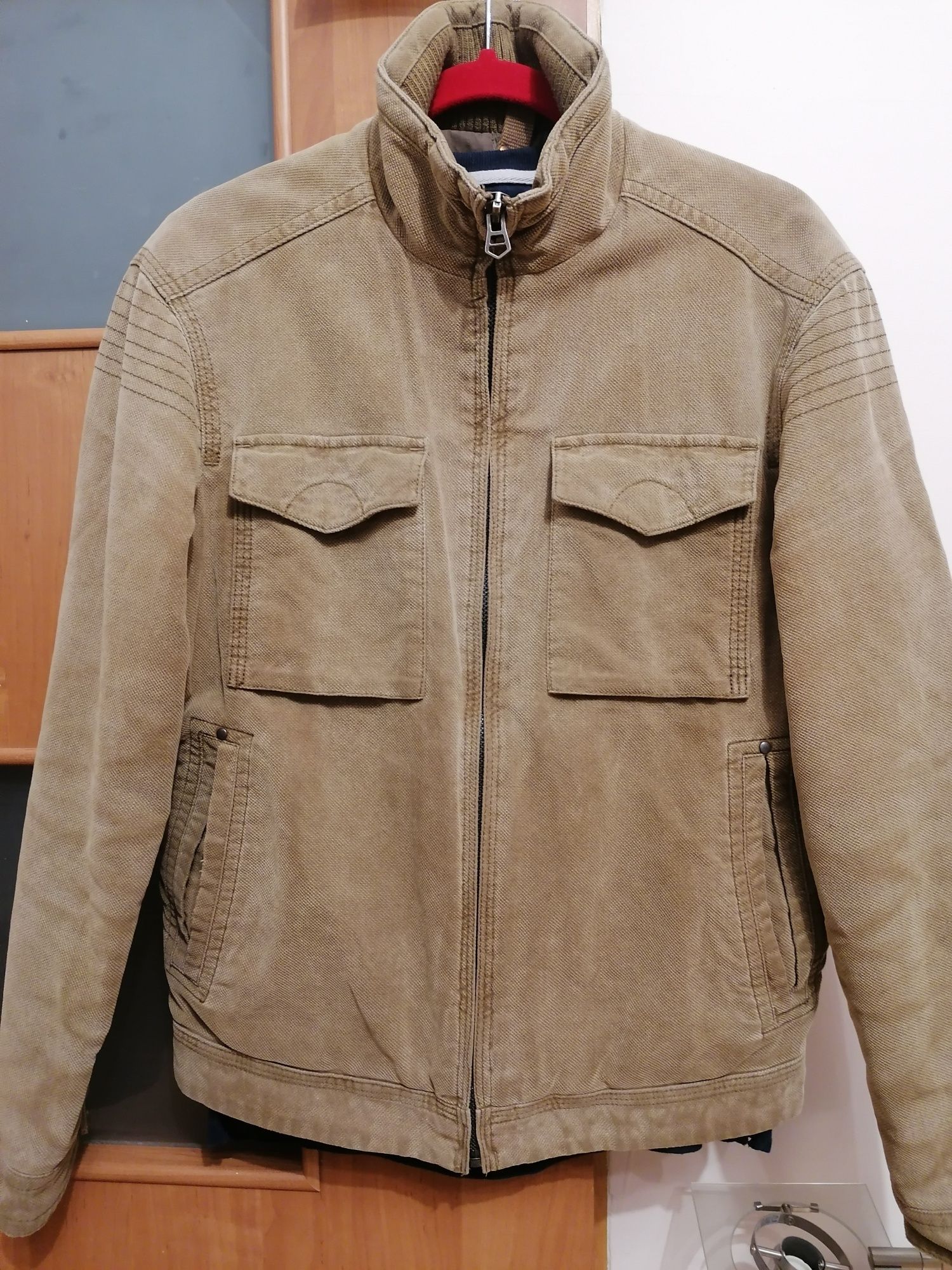 Kurtka beżowa męska sztruks, moleskin military jacket