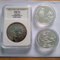 3 x 20 złotych 2008, 2009, jaszczurka, sokół, Kazimierz Dolny