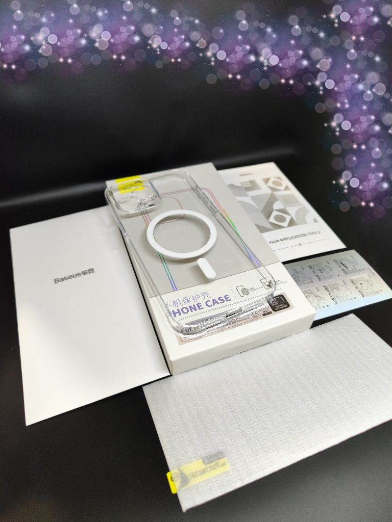 Чехол Baseus MagSafe для Apple iPhone + защитное стекло. Запакованный