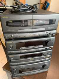 CD, Cassetes, Radio e Amplificador Technics  e 2 Colunas SC-CH655