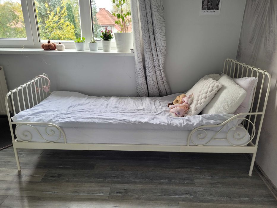 Łóżko regulowane Minnien Ikea Metalowe Kremowe 206x85 cm