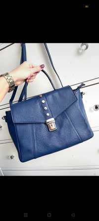 Venezia lux navy crossbody bag skórzana granatowa torebka listonoszka