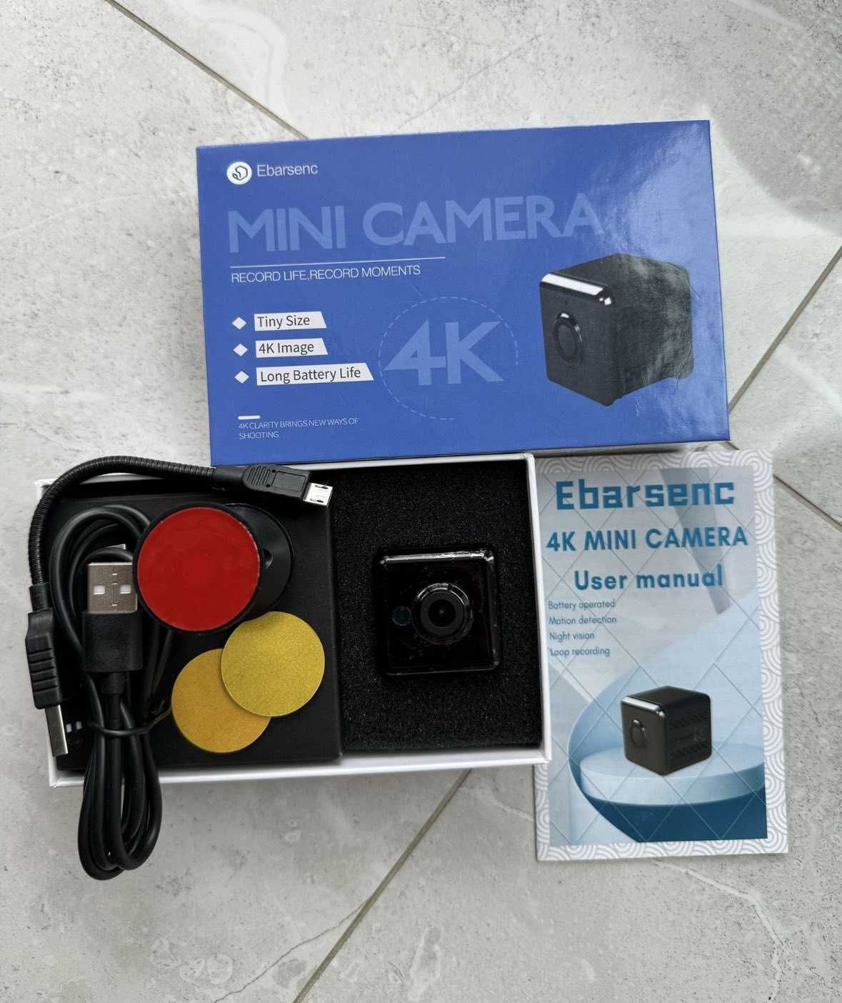 EBARSENC 4K mini kamera do monitoringu wewnątrz, Wi-Fi aplikacja