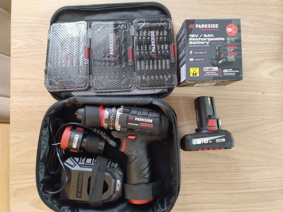 Zestaw Wkrętarka parkside performance 12v, akumulator 5ah