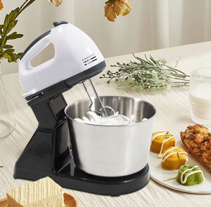 Mikser Ręczny Robot Kuchenny Z Misą Stojakiem 4 Końcówki 7 Biegów Nowy