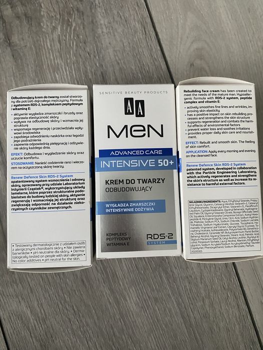 Krem do twarzy AA dla meżczyzn 50+. 3 szt cena za calosc nowe