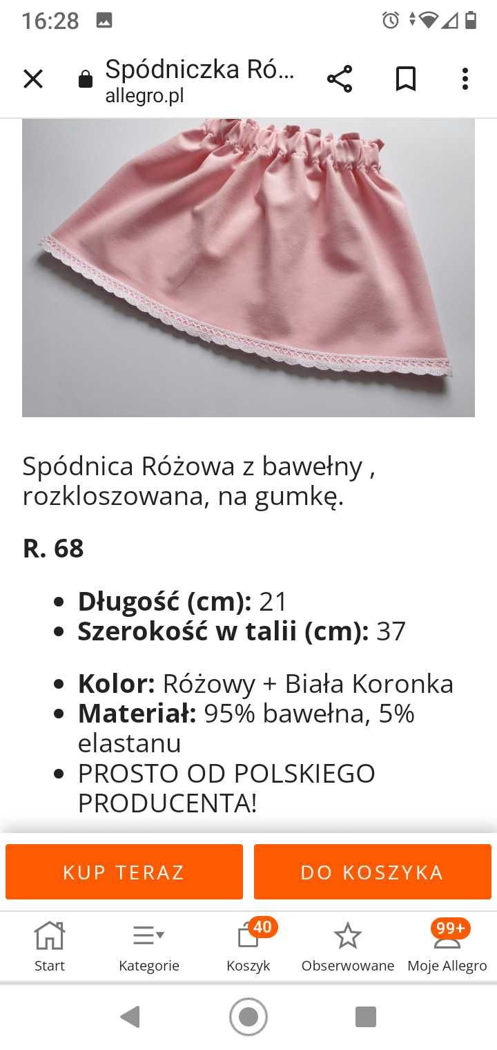 Spódniczka rozmiar 68 Polski Producent