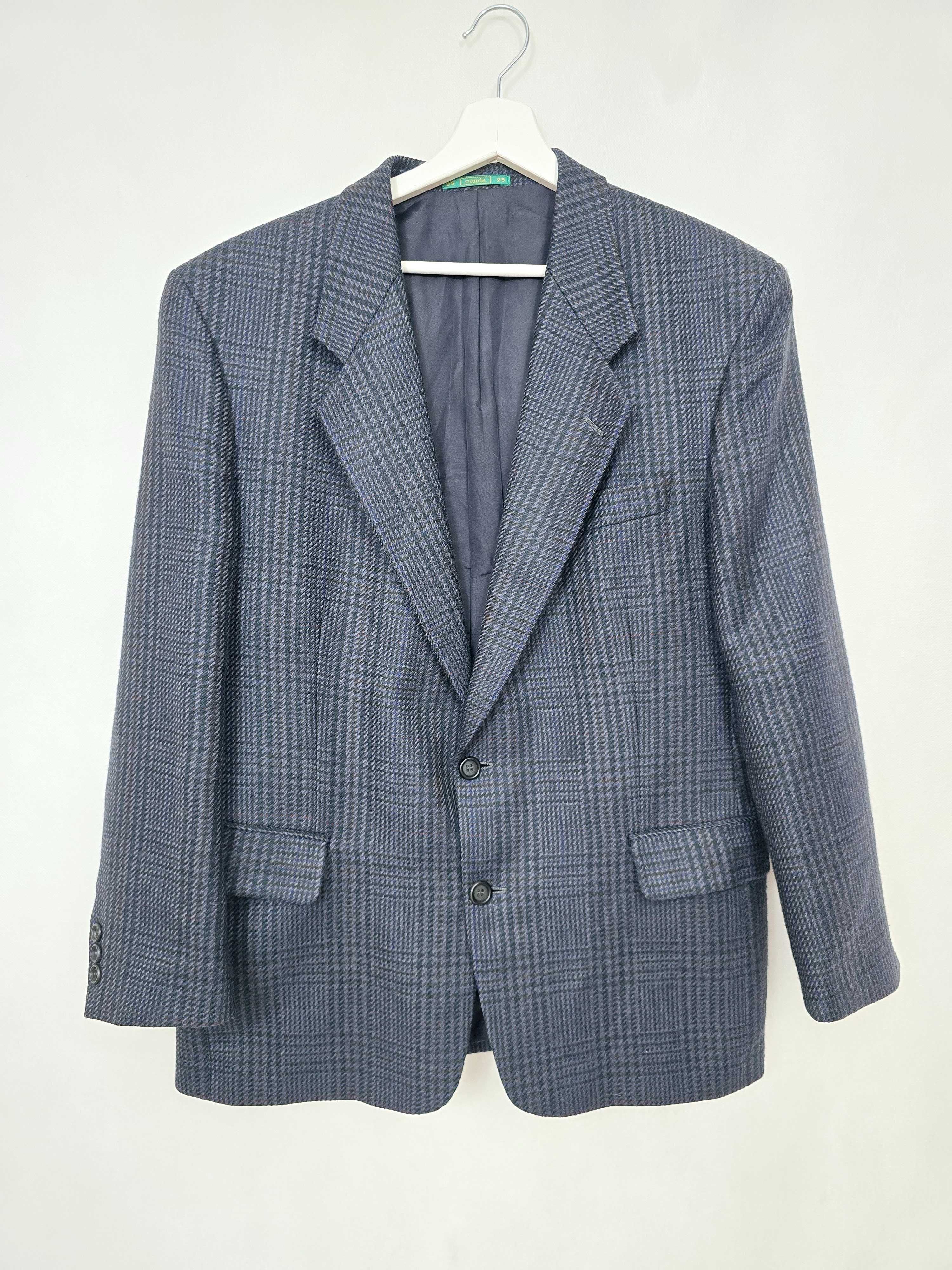 Marynarka męska w kratę wełniana L XL Canda wiskoza vintage retro
