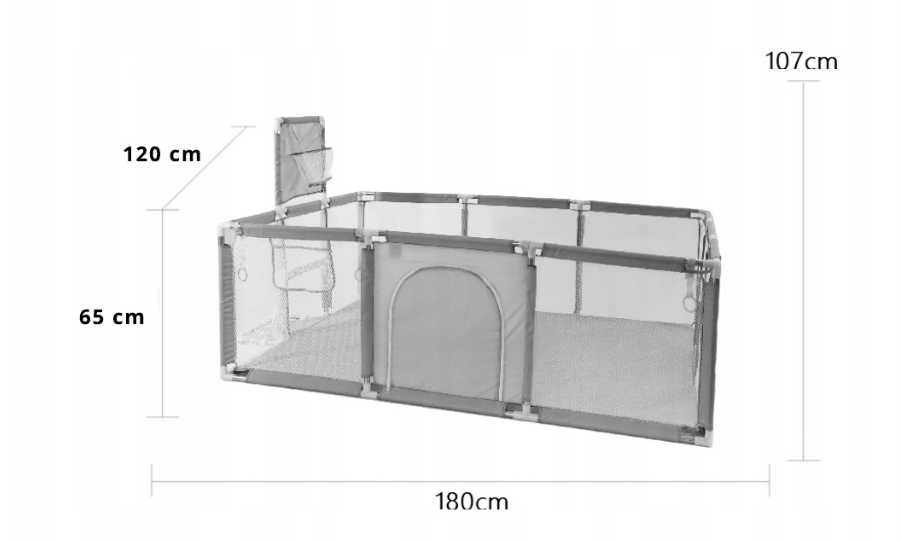 Манеж дитячий, дитячий манеж, манеж, сухий басейн сірий 180х120х65