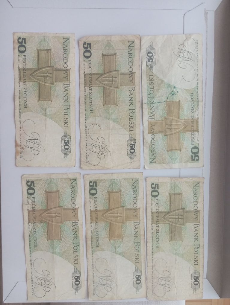 Banknoty PRL 50zl,100zl,500zl,1000zl, 5000zl,10000zl