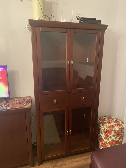 Meble drewniane plus naroznik i fotel skora